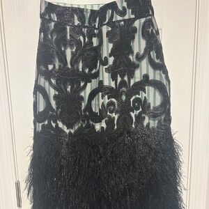 Ganni Striped Feather Midi Skirt